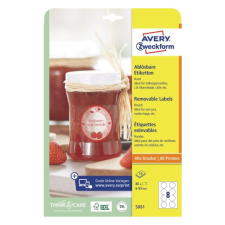 Avery zweckform Etikett címke univerzális 5081 visszaszedhető fehér kör 65mm 10ív Avery etikett