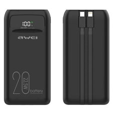 Awei PowerBank P169K 20000mAh 22.5W fekete kijelző + kable PD/Lightning power bank