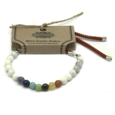 AWGifts 925 Ezüstözött Drágakő Karkötő - Fehér Howlit Chakra karkötő