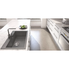 Axis A-POINT 60 gránit mosogató automata dugóemelő, szifonnal, fekete-szemcsés, beépíthető mosogatótálca