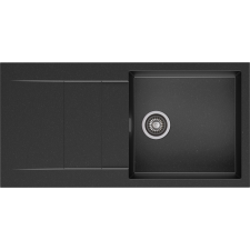 Axis CASCADA 100 gránit mosogató, szifonnal, fekete-szemcsés, beépíthető mosogatótálca