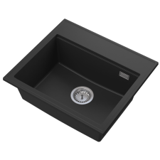 Axis Modern 55 gránit mosogató automata dugóemelő, szifonnal, fekete, beépíthető mosogatótálca