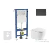AXO Geberit Duofix Basic falra szerelhető WC szett, Kielle Nefia Vortex rimless+ WC softclose ülőkével, Geberit Delta 50 matt fekete nyomólappal SANI11CA5166