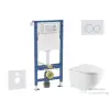 AXO Geberit Duofix Basic falra szerelhető WC szett, Kielle OUDEE Vortex rimless+ WC softclose ülőkével, Geberit Delta 20 alpesi fehér nyomólappal, fehér SANI11CA31126
