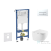 AXO Geberit Duofix Basic falra szerelhető WC szett, Kielle OUDEE Vortex rimless+ WC softclose ülőkével, Geberit Delta 50 alpesi fehér nyomólappal, fehér SANI11CA31136