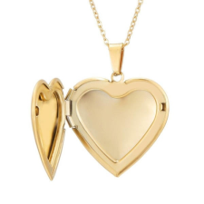 AZIZ Gravírozható szív alakú képtartó medál és lánc, arany színben ajándéktárgy