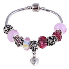 AZIZ Pandora stílusú pink charm karkötő muranoi üveggel 2. karkötő