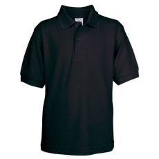 B&C BCPK486 gyerek, rövid ujjú galléros pamut póló, Black-5/6