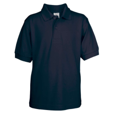 B&amp;C BCPK486 gyerek, rövid ujjú galléros pamut póló, Navy-7/8 gyerek póló