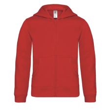 B&amp;C BCWK682 cipzáros-kapucnis gyerek pulóver, Red-3/4 gyerek pulóver, kardigán