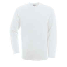 B&C BCWU610 férfi köryakas pulóver, White-S