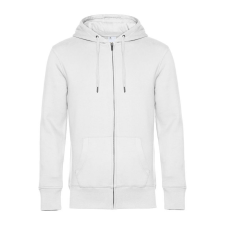 B&C cipzáros kapucnis férfi pulóver kétoldali zsebekkel O86, White-XL férfi pulóver, kardigán