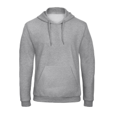 B&amp;C férfi kapucnis pulóver, színazonos húzózsinórral O47, Heather Grey-S férfi pulóver, kardigán