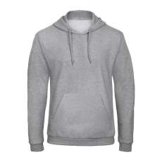 B&C férfi kapucnis pulóver, színazonos húzózsinórral O47, Heather Grey-XS