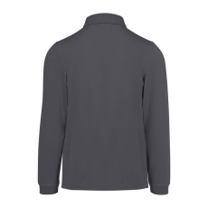 B&C hosszú ujjú előzsugorodott férfi galléros pamut póló O30, Dark Grey-3XL