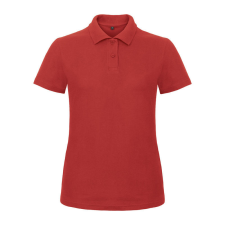 B&amp;C klasszikus fazonú, rövid ujjú Női galléros póló, O07, Red-XS női póló