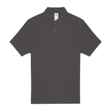 B&C rövid ujjú kétgombos unisex pamut galléros póló O06, Anthracite-XL