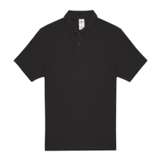 B&C rövid ujjú kétgombos unisex pamut galléros póló O06, Black-4XL