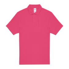 B&amp;C rövid ujjú kétgombos unisex pamut galléros póló O06, Fuchsia-L férfi póló