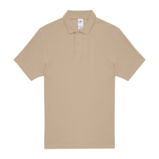 B&C rövid ujjú kétgombos unisex pamut galléros póló O06, Sand-2XL
