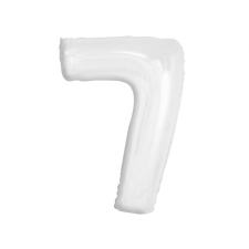 B&C White, Fehér 7-es szám fólia lufi 92 cm party kellék