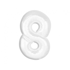 B&C White, Fehér 8-as szám fólia lufi 92 cm party kellék