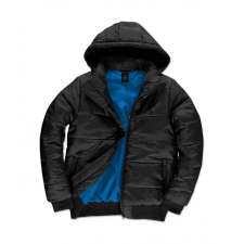 B and C Férfi kapucnis hosszú ujjú kabát B and C Superhood/men Jacket 2XL, Fekete/Kobalt férfi kabát, dzseki