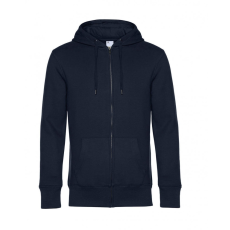 B and C Férfi kapucnis hosszú ujjú pulóver B and C KING Zipped Hooded M, Sötétkék (navy)