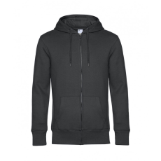 B and C Férfi kapucnis hosszú ujjú pulóver B and C KING Zipped Hooded XL, Aszfalt szürke