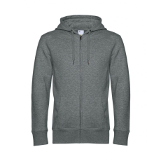 B and C Férfi kapucnis hosszú ujjú pulóver B and C KING Zipped Hooded XS, Heather Mid Szürke