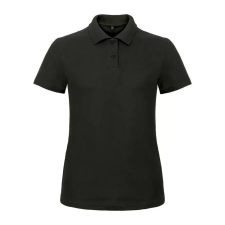  B&C klasszikus fazonú, rövid ujjú Női galléros póló, O07, Black-2XL női póló