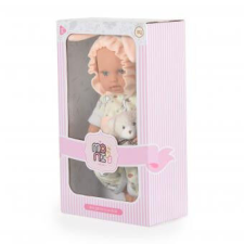 BABA 30cm újszülött nyusziruhában kisnyuszival SZÜRKE baba