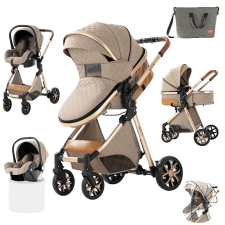 Baba babakocsi, 3-in-1 kialakítás, hordozható és összecsukható, V9-Khaki babakocsi