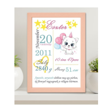  Baba emlékőrző falikép lányos - Ajándék babaszületésre rózsaszín grafika, keretezett kép