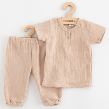 Baba muszlin szett póló és nadrág New Baby beige gyerek ruha szett