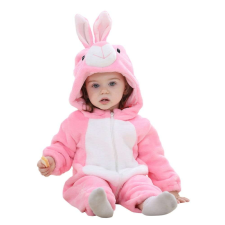 Baba prémium plüss Kigurumi overál - Nyuszi #rózsaszín-fehér babakabát, overál, bundazsák
