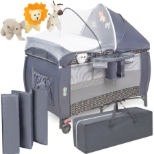  Baba utazóágy pelenkázóasztallal, szürke-fehér utazóágy