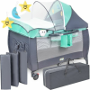 Baba utazóágy pelenkázóasztallal, szürke-zöld