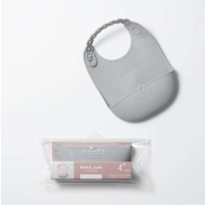 Baba vállpántos miniware roll & lock, 100% élelmiszeripari szilikon, szürke előke