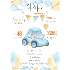  Babaköszöntő, baba születési tábla, falikép grafika, keretezett kép