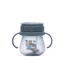 Baby Care Baby Care szívószálas itató fogantyúval 250ml - Blue babaétkészlet