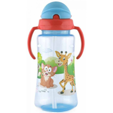 Baby Care Szafari szívószálas sportitató 330 ml - blue babaétkészlet