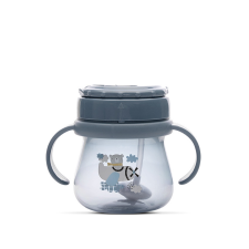 Baby Care szívószálas itató fogantyúval 250ml - Blue babaétkészlet