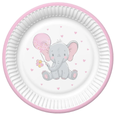  Baby elefánt Pink Balloon papírtányér 8 db-os 18 cm party kellék
