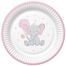 Baby elefánt Pink Balloon papírtányér 8 db-os 22,7 cm party kellék
