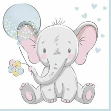 Baby elefántos papírszalvéta baba bulihoz - kék papírárú, csomagoló és tárolóeszköz