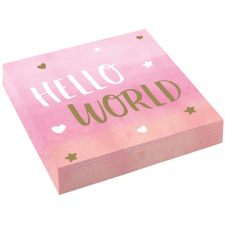 Baby Girl Hello World szalvéta 16 db-os 33x33 cm papírárú, csomagoló és tárolóeszköz