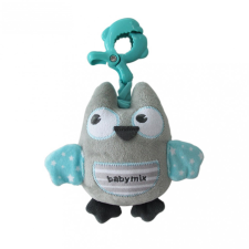 BABY MIX Fejlesztő zenélő plüss játék Baby Mix csipesszel bagoly menta plüssfigura