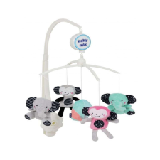 BABY MIX Zenélő-forgó Baby mix, plüss elefánt-majom bébijáték kiságyra