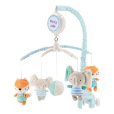 BABY MIX zenélő-forgó elektromos Elefánt és róka bébijáték kiságyra